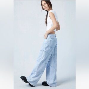 PacSun Eco Light Indigo Seamed Low Rise Baggy Jeans size 28